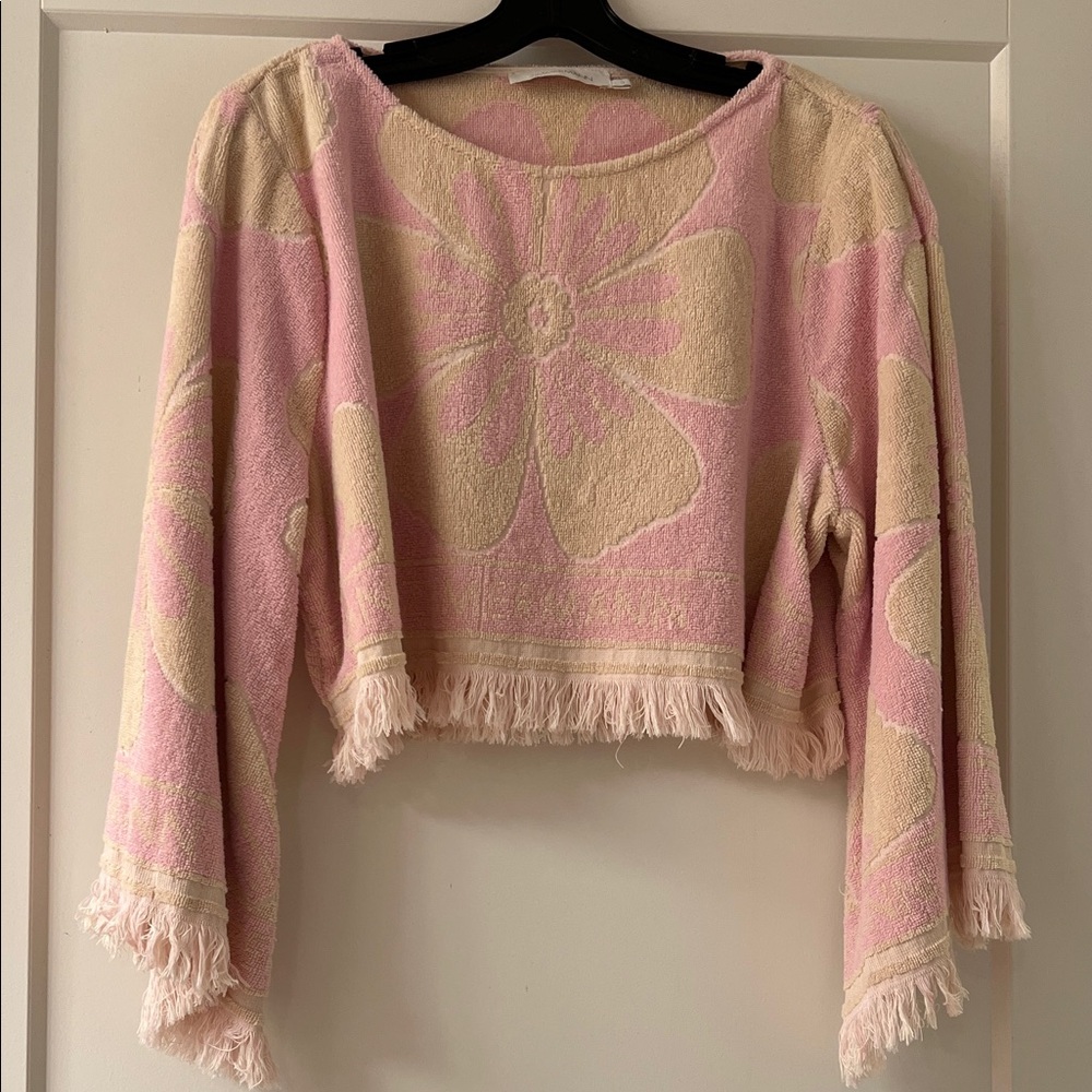 Zimmermann Pink & cream towelling top